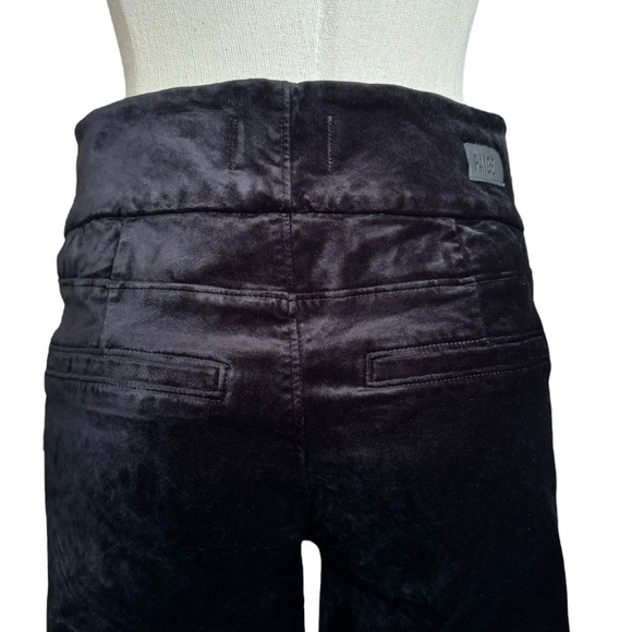 NWT Paige HR Lou Lou Velvet Wide Clean Front Flare Leg Pants Black Overdye 27 - Picture 7 of 13